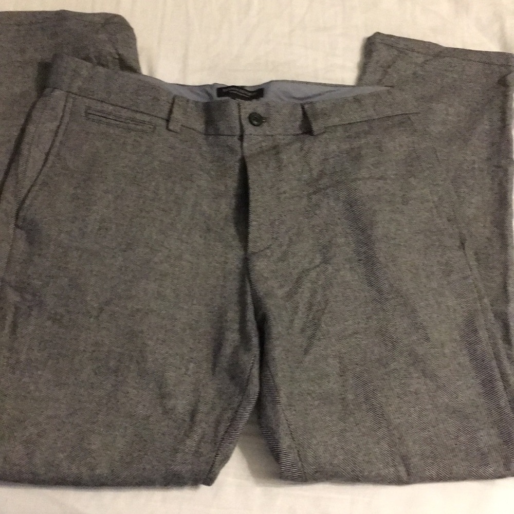 Banana Republic Italian Gray Herringbone Wool Pant